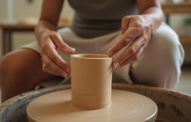 Kezdő korongozás workshop - résztvevő egy korongon dolgozik